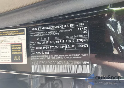 2013 Mercedes-Benz Gl 450 4Matic from USA, damaged, VIN 4JGDF7CE9DA150913